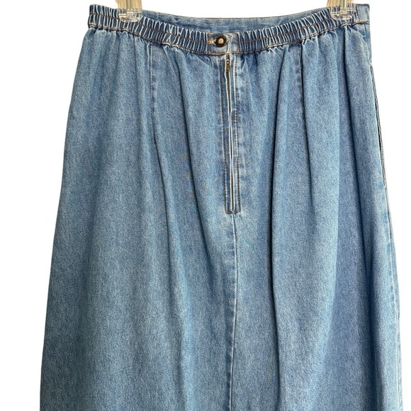 VTG Denim Maxi Skirt Small Elastic Waist Embroidered Y2K Modest Cottagecore 90's - Picture 6 of 13